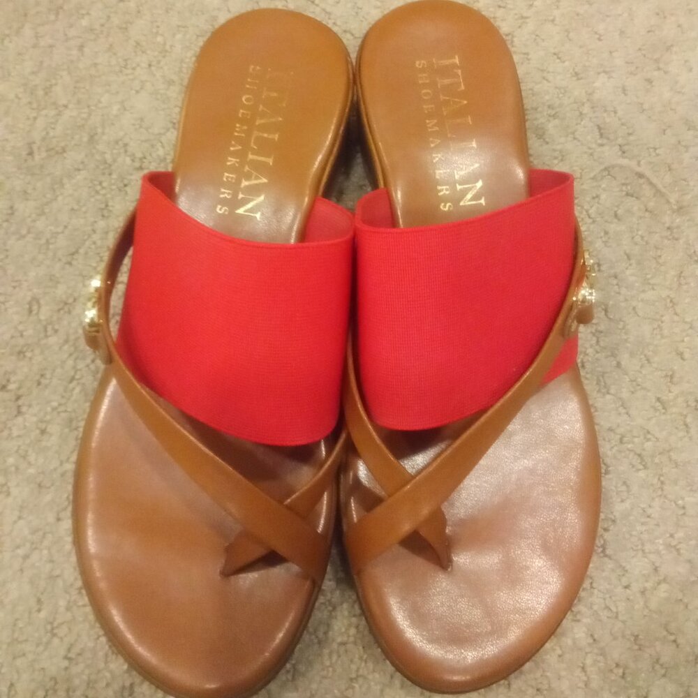 Italian Shoemakers Red Zeke Slide wedge